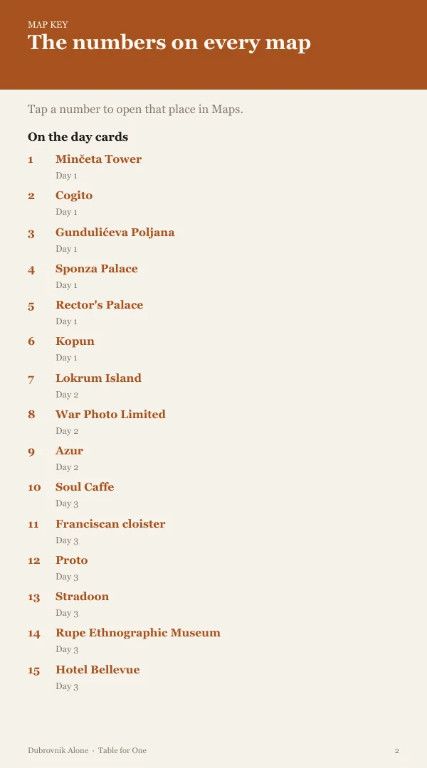 A page from the free sample of the Dubrovnik planning kit; open the PDF to read it