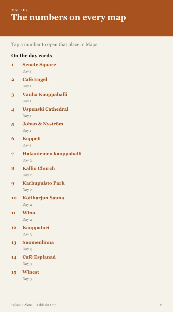 A page from the free sample of the Helsinki planning kit; open the PDF to read it
