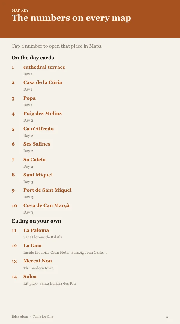 A page from the free sample of the Ibiza planning kit; open the PDF to read it