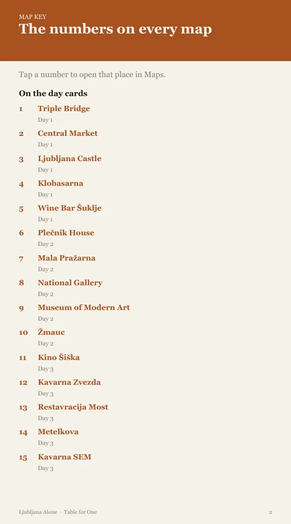 A page from the free sample of the Ljubljana planning kit; open the PDF to read it