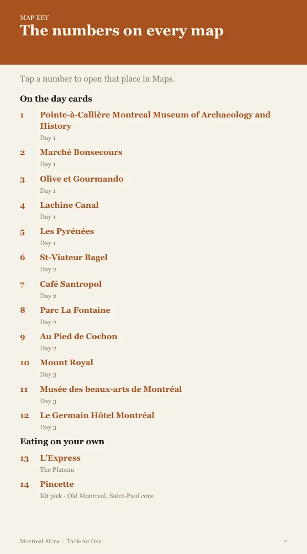 A page from the free sample of the Montreal planning kit; open the PDF to read it
