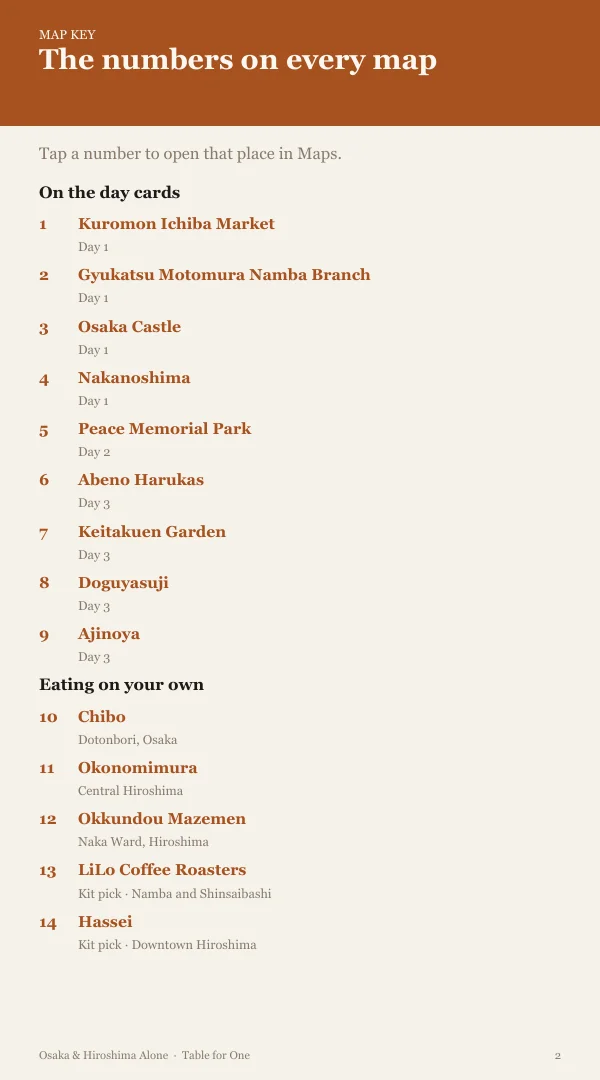 A page from the free sample of the OsakaHiroshima planning kit; open the PDF to read it