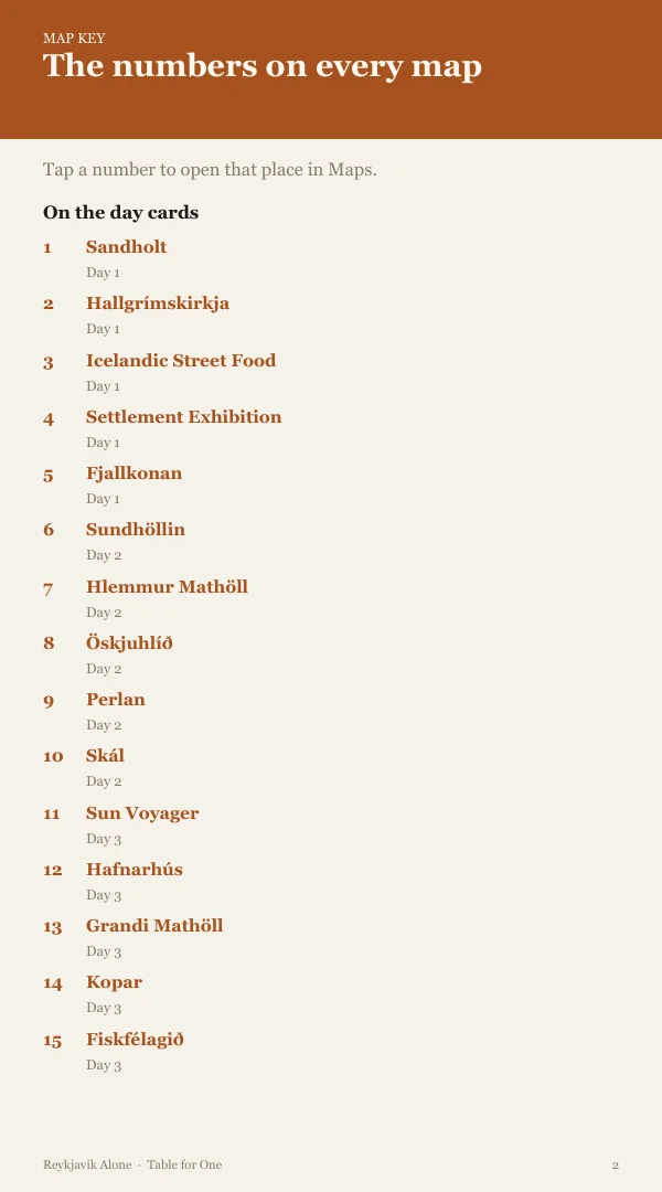 A page from the free sample of the Reykjavik planning kit; open the PDF to read it