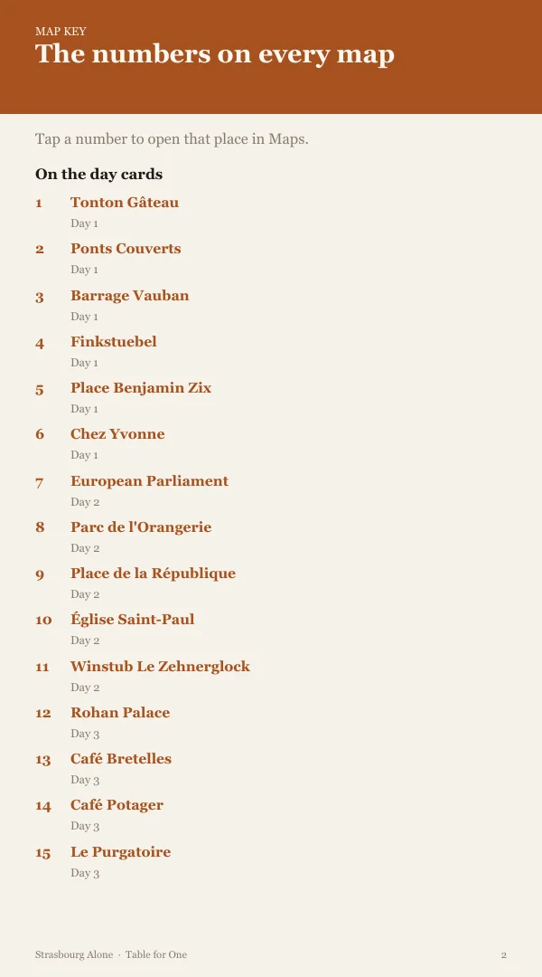 A page from the free sample of the Strasbourg planning kit; open the PDF to read it